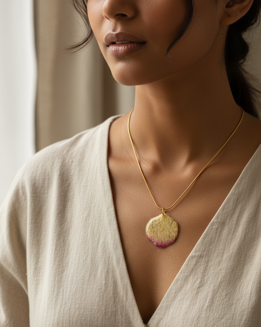White Rose Petal Necklace