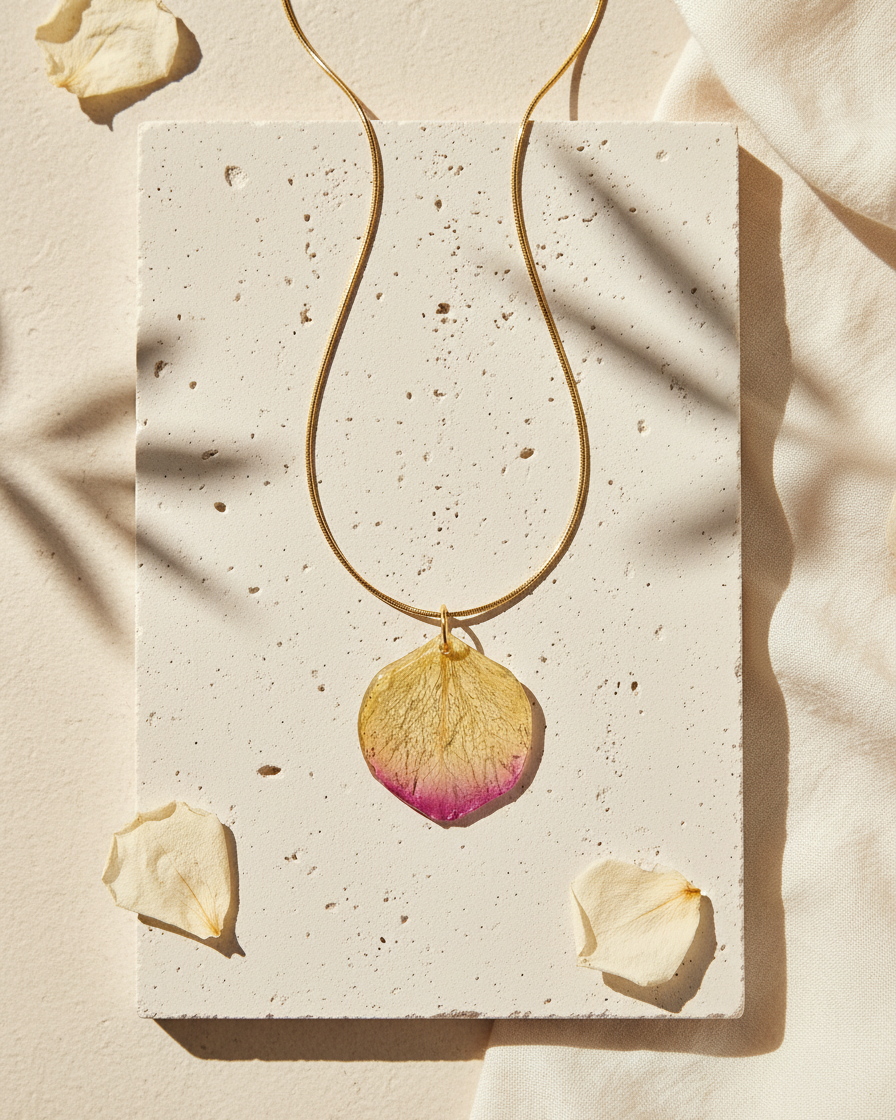 White Rose Petal Necklace
